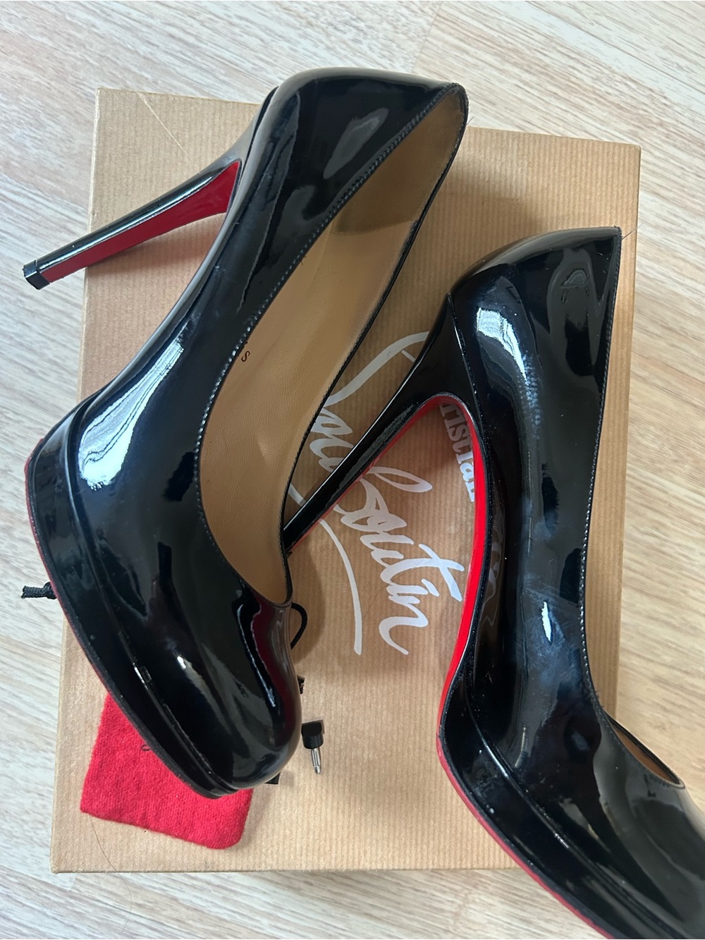Christian Louboutin Black Patent Platform Pump with Red Sole